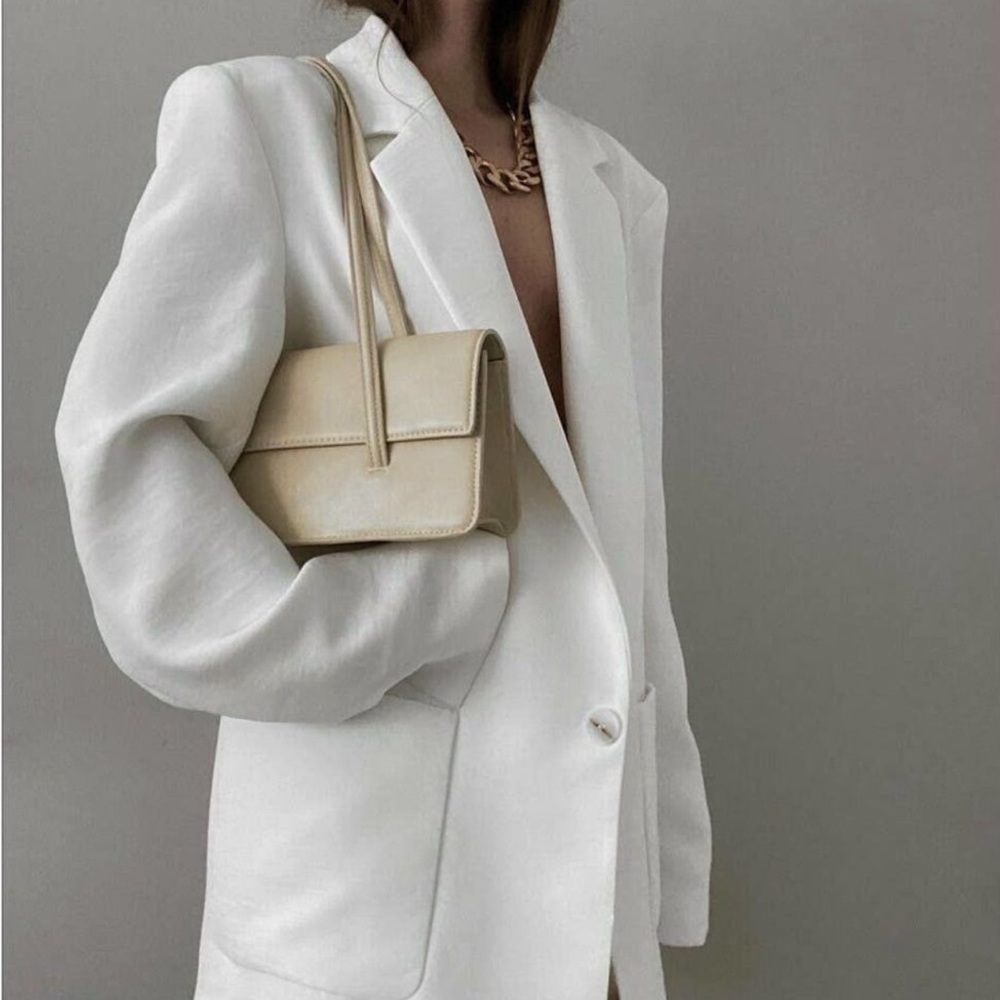 Zara white blazer with patch pockets